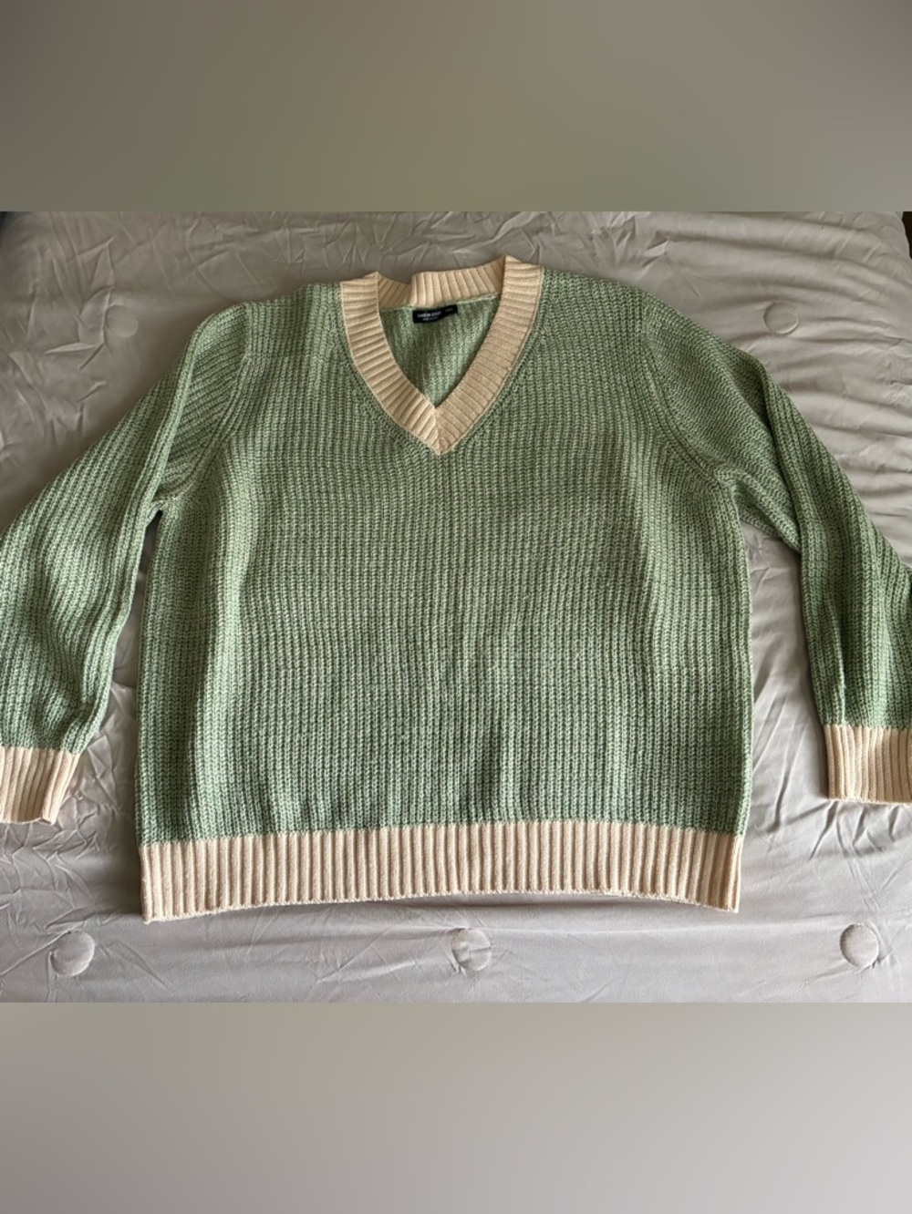Shein Light Mint Green Knit Sweater with Cream Fleck